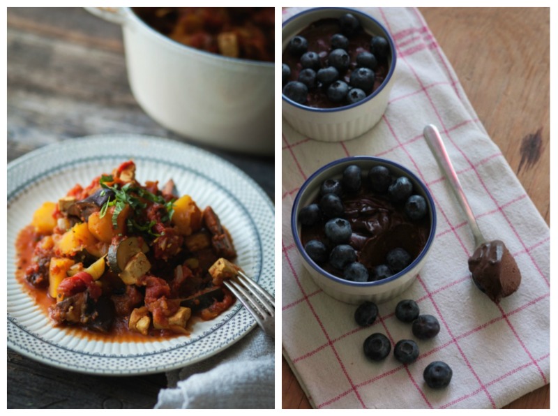ratatouille et crème chocolat vegan
