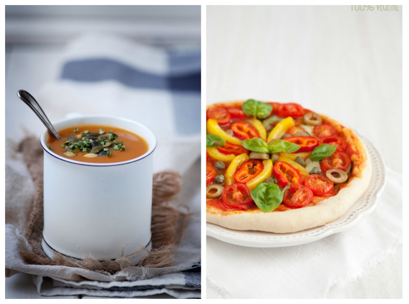 soupe et pizza vegan